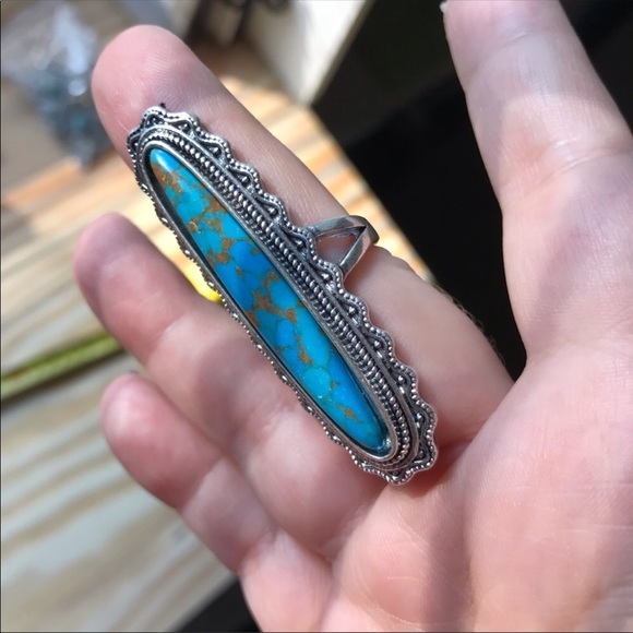 925 Silver & Turquoise Stone Ring - Picture 7 of 8